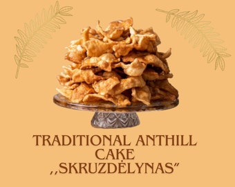 Lithuanian Anthill Cake - SKRUZDĖLYNAS - national cuisine sweet cake with honey