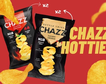 4 x Hot potato chips combo box - spicy crisps, natural flavors chips, adults only,  N18