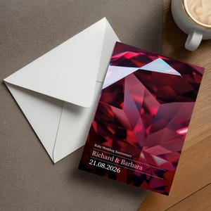 Modern Ruby Wedding Anniversary Invitation Template, Minimalist Editable Invite