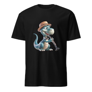 Clarinet Dinosaur with hat shirt