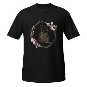 French horn dark floral shirt