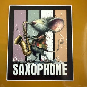 Saxaphone bowtie mouse 3” sticker