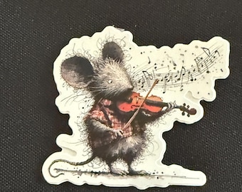 Orchestra  cute violin mouse 3” sticker