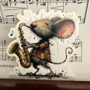 Saxaphone patchwork mouse 3” sticker