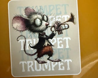 Trumpet Background Mouse 3” sticker