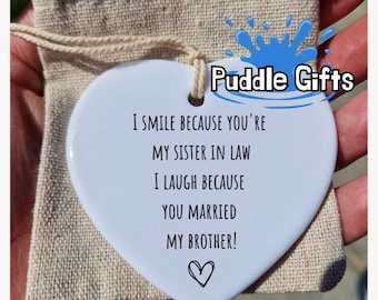 Sister in Law Wedding gift, Sister in law Birthday Gift