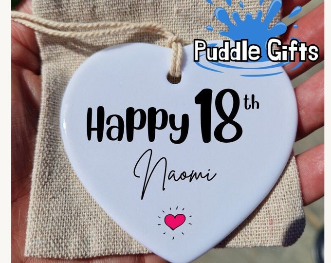 18th Birthday Gift girl, Personalised 18th Gift , Ceramic Heart