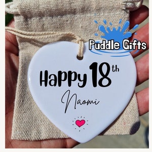 Cadeau 18e anniversaire fille, Cadeau 18e personnalisé, coeur en céramique