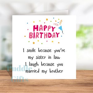 Carte d'anniversaire belle-soeur Carte drôle belle-soeur