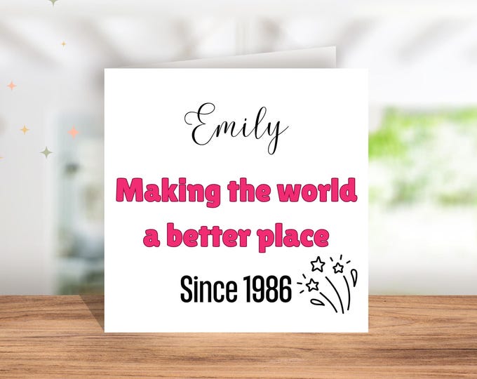 40th Birthday Card Personalised 1986