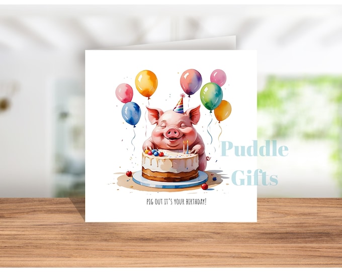 Funny Birthday Card Pig Birthday Card For Friend Birthday