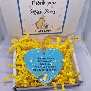 Cadeau personnalisé de remerciement pour professeur, cadeau Winnie l'ourson, cela fait une telle différence - bleu