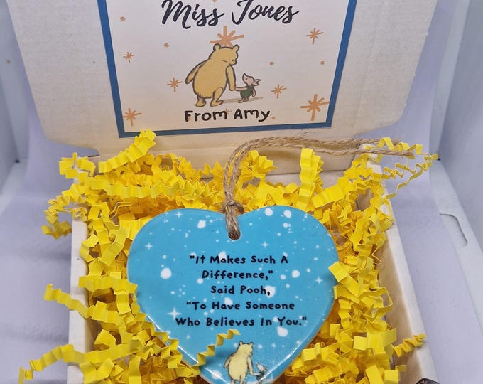 Personalised Teacher Thank you Gift, Winnie the Pooh Gift , It makes such a difference- blue