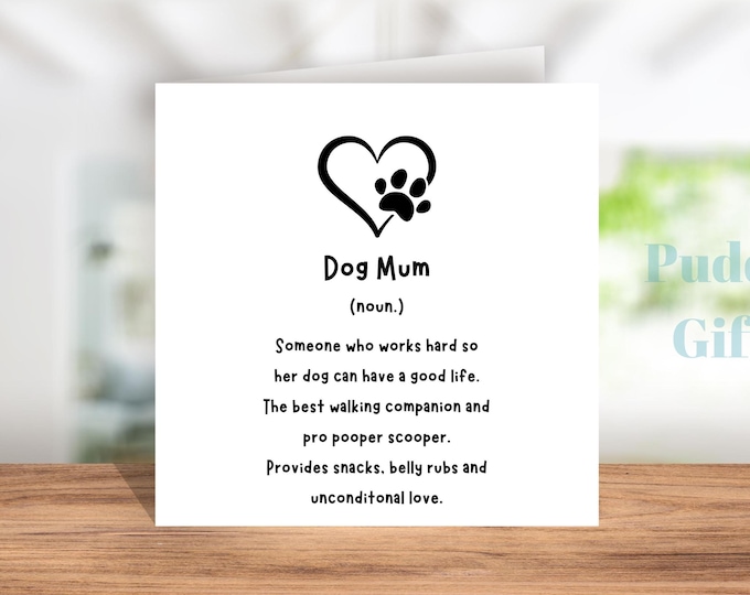 Dog Mum Card Mothers Day Birthday card From the dog