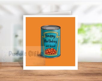 Funny Birthday Card Old Bean