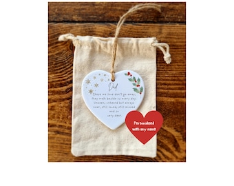 Personalised Christmas Memorial Ornament, In Loving Memory Remembrance Gift for Mum or Dad