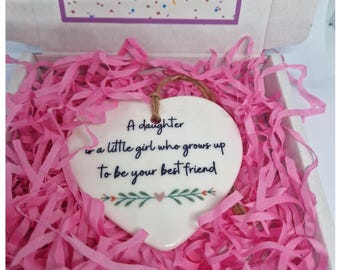Mother Daughter Gift , A Daughter is a little girl, Ceramic Heart