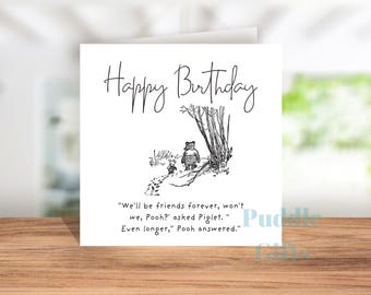 Winnie Birthday Card for Best friend  We'll be friends forever