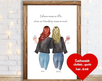 Long Distance Friendship Gift , Moving Away Gift ,Personalised Print