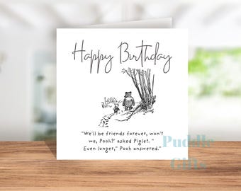 Pooh Birthday Card We'll be friends forever