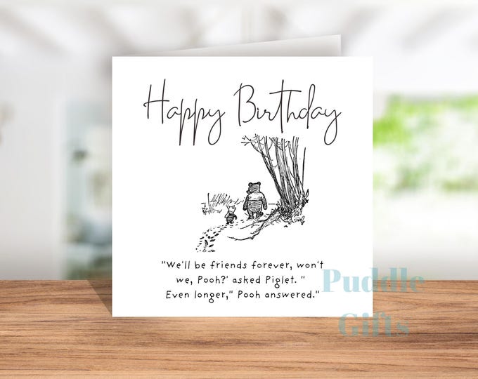 Pooh Birthday Card We'll be friends forever