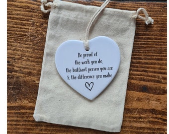 Appreciation Gift , Making a difference gift, Ceramic Heart