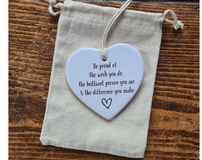 Appreciation Gift , Making a difference gift, Ceramic Heart