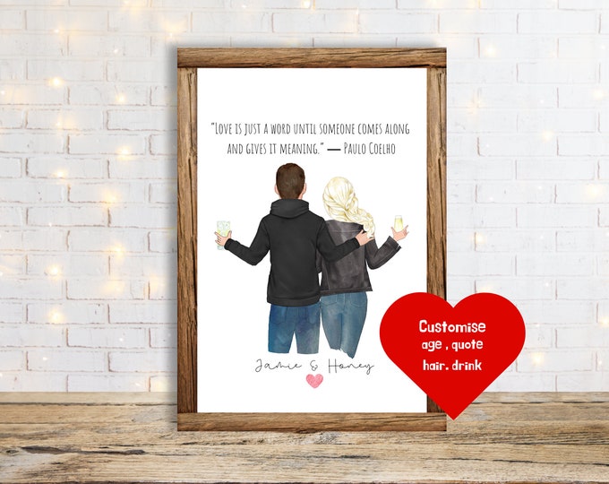 First Anniversary Gift , Couple Gift ,Husband , Wife, ,Personalised Print