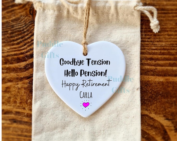 Retirement Gift for women ,Personalised  Ceramic Heart