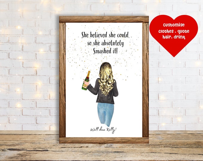 Well Done Gift , She believed she could ,Personalised Print