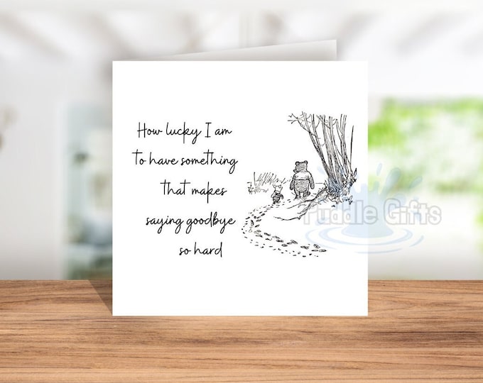 Teacher Thank you Card Goodbye Card ,Leaving Card , Winnie the Pooh How Lucky I am