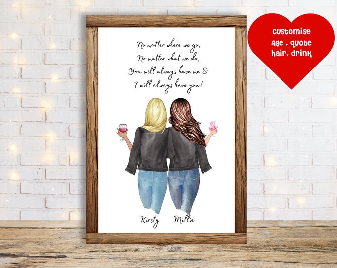Friendship Gift , Best Friend Birthday  ,Personalised Print