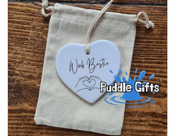 Work Bestie ,Best Work Friend Gift , Colleague Gift , Ceramic heart