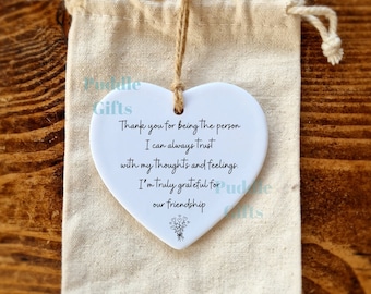Friendship Gift Ceramic Heart Thank you Friend Gift Grateful for our friendship