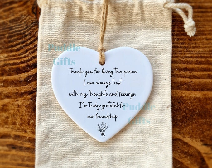 Friendship Gift Ceramic Heart Thank you Friend Gift Grateful for our friendship