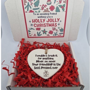 Christmas Best Friend Gift , Friendship Ornament Ceramic Heart