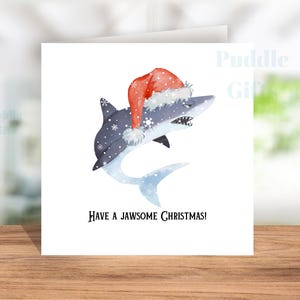 Tarjeta navideña con forma de tiburón, tarjeta navideña con forma de tiburón