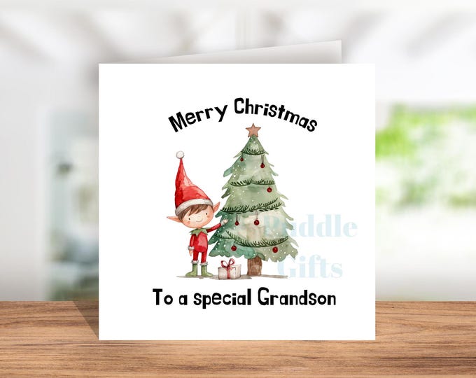Grandson Christmas Card, Special Grandson Elf Card