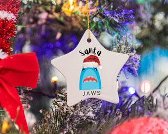 Shark Christmas Tree Ornament , Santa Jaws