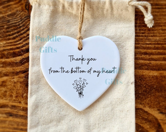 Thank you from the bottom of my heart, Ceramic heart Ornament