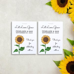 Cadeaux tournesol Let Love Grow - Graines incluses - Cadeaux personnalisés - Cadeaux de mariage - Mariage d'automne