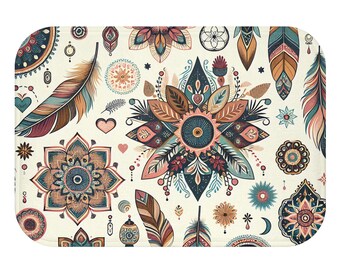 Boho douchebadmat bloemen boho boerderij badkamer decor mandala boho veren vintage douchegordijn schattig badkamer decor boho stijl