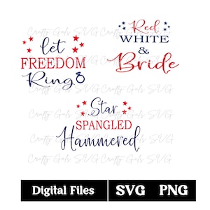 Rot Weiß & Braut-Stern Spangled Hammered-Let Freedom Ring SVG PNG, Bachelorette Bundle svg, Unabhängigkeitstag Braut, 4. Juli svg