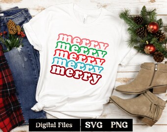 Merry SVG, Merry Christmas Design, Christmas SVG, Merry PNG, Sublimation Design Download