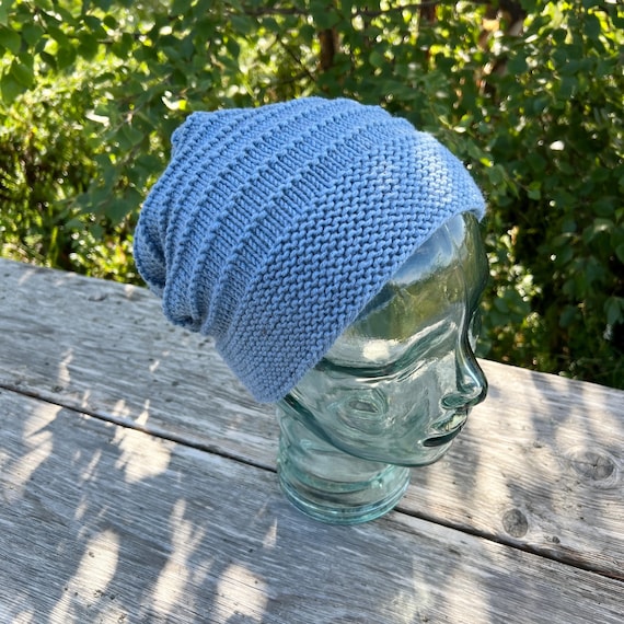 Hand made Blue Merino Wool Beanie Handmade Blue Merino Wool Felted Beanie: Slouchy Winter Hat  main image 4