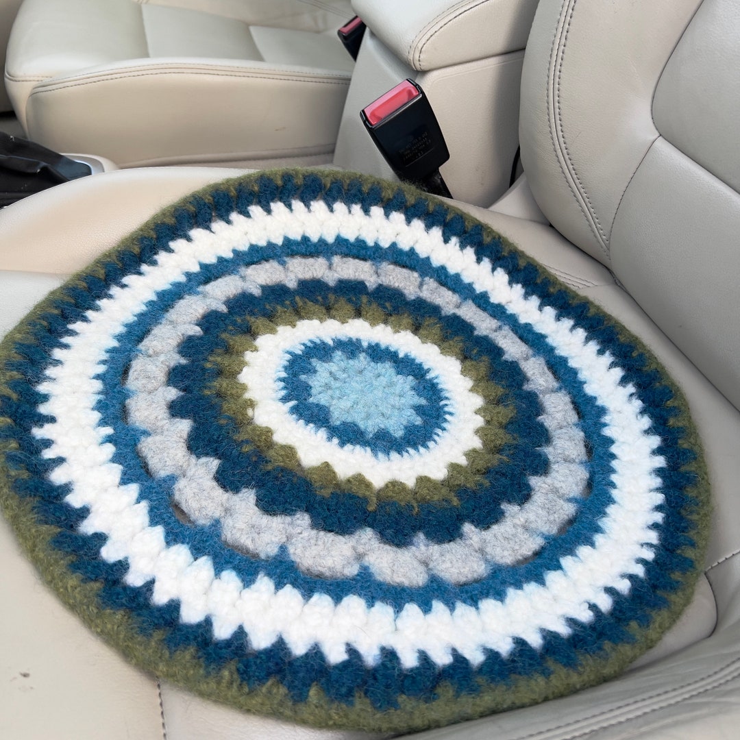 Car Wool Seat Cushion Floor Seating Bench Seat Pad Crochet Etsy