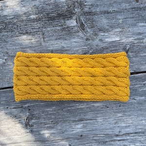 Hand made ocher yellow merino wool headband, soft knitted merino wool headband, headband for autumn winter spring
