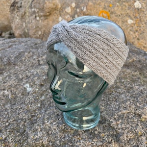 Hand made grey merino wool headband, soft knitted merino wool headband, headband for autumn winter spring