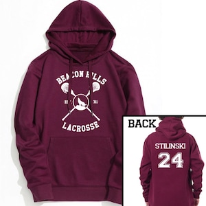  The Creating Studio Adult Retro Stilinski 24 Beacon Hills  Lacrosse 2-Sided Hoodie : Clothing, Shoes & Jewelry