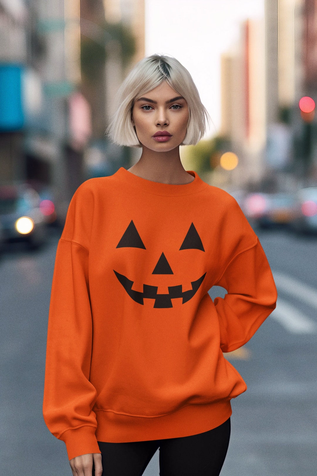 Vintage Stitched Jack-o’-lantern￼Face Crewneck main image 1